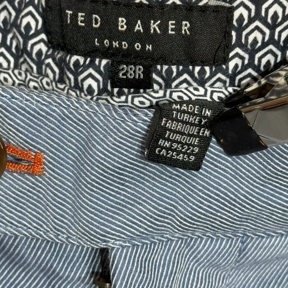 Ted Baker 2 Pairs Twill Weave Chinos, Light Blue and Light Red, Both Size 28R